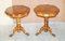 Vintage Italian Marquetry Inlaid Burr Walnut and Hardwood Side Tables, Set of 2 2