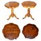 Vintage Italian Marquetry Inlaid Burr Walnut and Hardwood Side Tables, Set of 2 1