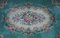 Alfombra china vintage grande con medallón floral en tonos aguamarina y rosa, Imagen 3