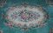 Large Vintage Chinese Floral Medallion Border Rug in Aqua and Pink Tones 3