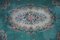 Large Vintage Chinese Floral Medallion Border Rug in Aqua and Pink Tones, Image 9