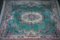 Large Vintage Chinese Floral Medallion Border Rug in Aqua and Pink Tones 2