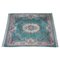 Large Vintage Chinese Floral Medallion Border Rug in Aqua and Pink Tones 1