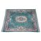 Large Vintage Chinese Floral Medallion Border Rug in Aqua and Pink Tones, Image 1