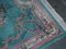 Large Vintage Chinese Floral Medallion Border Rug in Aqua and Pink Tones 7