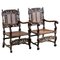 Charles II Hand Carved Walnut Armchairs, 1900, Set of 2, Image 1