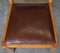 Antique Brown Leather & Walnut Dining Chairs, Set of 6, Image 10