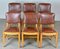 Antique Brown Leather & Walnut Dining Chairs, Set of 6 3