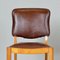 Antique Brown Leather & Walnut Dining Chairs, Set of 6, Image 9