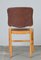 Antique Brown Leather & Walnut Dining Chairs, Set of 6 7