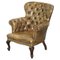 Regency Chesterfield Brown Leather Reading Armchair, Image 1