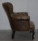 Regency Chesterfield Brown Leather Reading Armchair 6