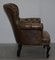 Regency Chesterfield Brown Leather Reading Armchair, Image 6