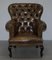 Fauteuil de Lecture Chesterfield en Cuir Marron Regency 3