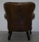 Regency Chesterfield Brown Leather Reading Armchair 7