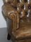 Regency Chesterfield Brown Leather Reading Armchair 5