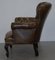 Regency Chesterfield Brown Leather Reading Armchair, Image 8