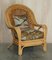Wicker Armchairs, Stool & Side Table with Mulberry Flying Ducks Fabric, Set of 4 2