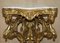 Mesa esquinera Herm italiana antigua de madera dorada y mármol tallado, década de 1860, Imagen 3