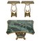 Tables d'Appoint Antiques en Laiton et Marbre Vert, 1880s, Set de 2 1