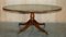 English Walnut Green Leather Brass Castor Oval Coffee Table, 1900s, Image 3