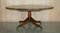 English Walnut Green Leather Brass Castor Oval Coffee Table, 1900s, Image 13