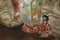 Nature Morte avec Vase & Statue de Fille Geisha, Huile sur Toile 12
