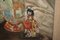 Nature Morte avec Vase & Statue de Fille Geisha, Huile sur Toile 15