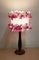 Lámpara de mesa Art Déco de madera de nogal con pantalla de tela con flores de colores, años 20, Imagen 6