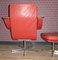 Red Leather Swivel Chair with Footstool by Geoffrey Harcourt for Artifort, 1960s, Set of 2 12