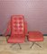 Red Leather Swivel Chair with Footstool by Geoffrey Harcourt for Artifort, 1960s, Set of 2, Image 4