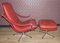 Red Leather Swivel Chair with Footstool by Geoffrey Harcourt for Artifort, 1960s, Set of 2, Image 1