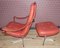 Red Leather Swivel Chair with Footstool by Geoffrey Harcourt for Artifort, 1960s, Set of 2, Image 5