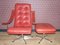 Red Leather Swivel Chair with Footstool by Geoffrey Harcourt for Artifort, 1960s, Set of 2, Image 6
