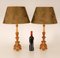 Lampade da tavolo vintage in seta verde e barocco in legno dorato di Maison Charles per Maison Jansen, Francia, set di 2, Immagine 4