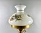 Große Vintage Kunstglas Tischlampe aus Messing & Keramik mit Lampenschirm 7