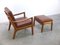 Danish Senator Lounge Chair with Ottoman by Ole Wanscher for Cado, 1960s, Set of 2 4