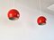 Red Metal Pendant Lamps, Denmark, 1960s, Set of 2 2