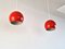 Red Metal Pendant Lamps, Denmark, 1960s, Set of 2, Image 2