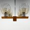 Lampadario in legno, metallo cromato e vetro attribuito a Elektroinstala Decin, anni '70, Immagine 5