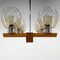 Wood, Chrome & Glass Chandelier attributed to Elektroinstala Decin, 1970s, Image 5