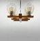 Wood, Chrome & Glass Chandelier attributed to Elektroinstala Decin, 1970s, Image 4