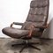 Vintage Scandinavian Patchwork Swivel Leather Armchair, 1960s 4