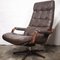 Vintage Scandinavian Patchwork Swivel Leather Armchair, 1960s 1