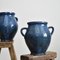 Vintage Hungarian Glazed 2-Handled Jug in Blue 2