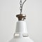 Lámpara colgante industrial de cúpula blanca, años 50, Imagen 3