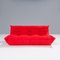 Togo Three-Seater Sofa in Redby Michel Ducaroy for Ligne Roset, 2010s, Set of 2 4