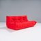 Togo Three-Seater Sofa in Redby Michel Ducaroy for Ligne Roset, 2010s, Set of 2 5