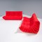 Togo Three-Seater Sofa in Redby Michel Ducaroy for Ligne Roset, 2010s, Set of 2 2