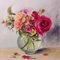 Elena Mardashova, Flowers in the Round Vase, Öl auf Leinwand, 2022 1